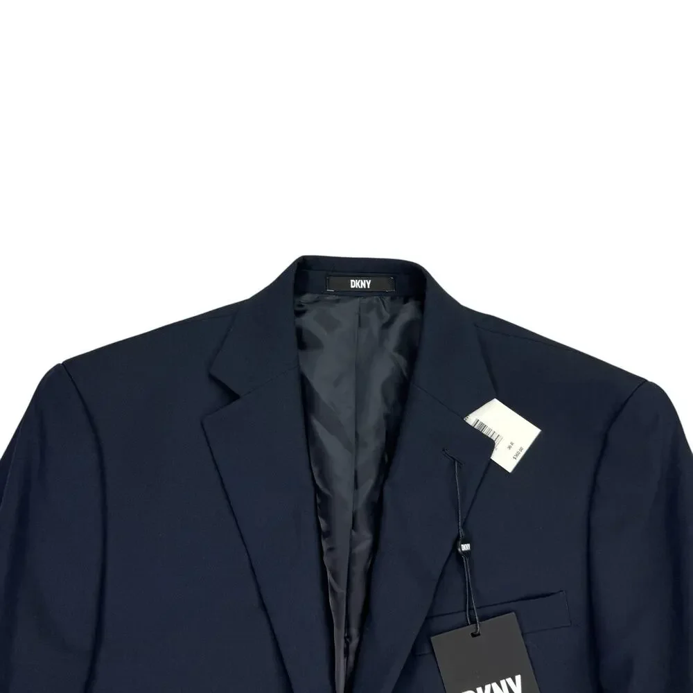 DKNY Mens Duran Modern Fit Stretch Solid Suit Jacket Navy 36R